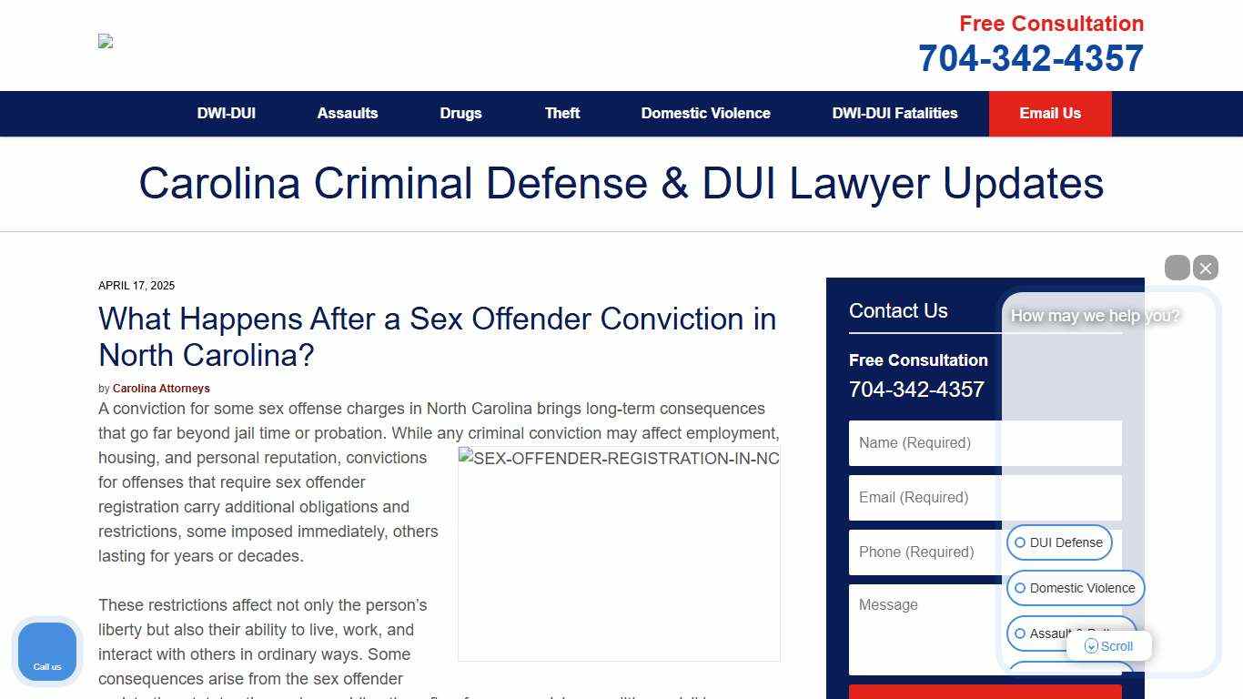 What Happens After a Sex Offender Conviction in North Carolina?