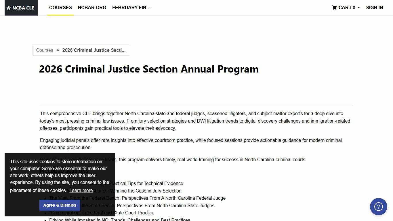 2026 Criminal Justice Section Annual Program NCBA CLE